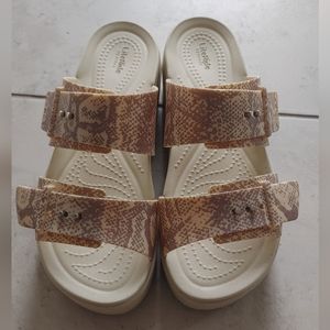 Brooklyn snake print buckle platform sandal